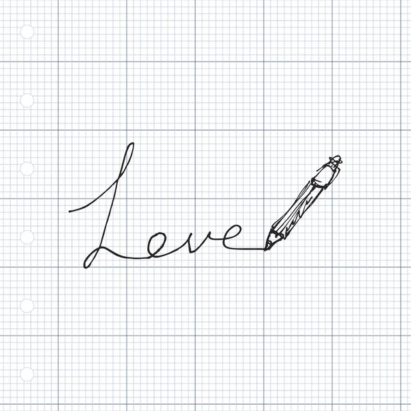 Doodle d'un coeur d'amour design — Image vectorielle