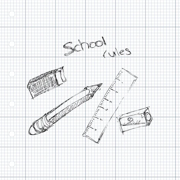 Doodle de alguns equipamentos escolares —  Vetores de Stock