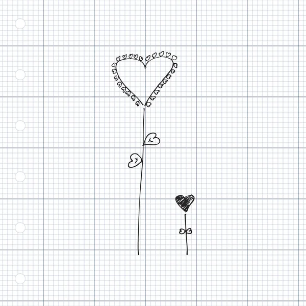 Doodle d'un coeur d'amour design — Image vectorielle