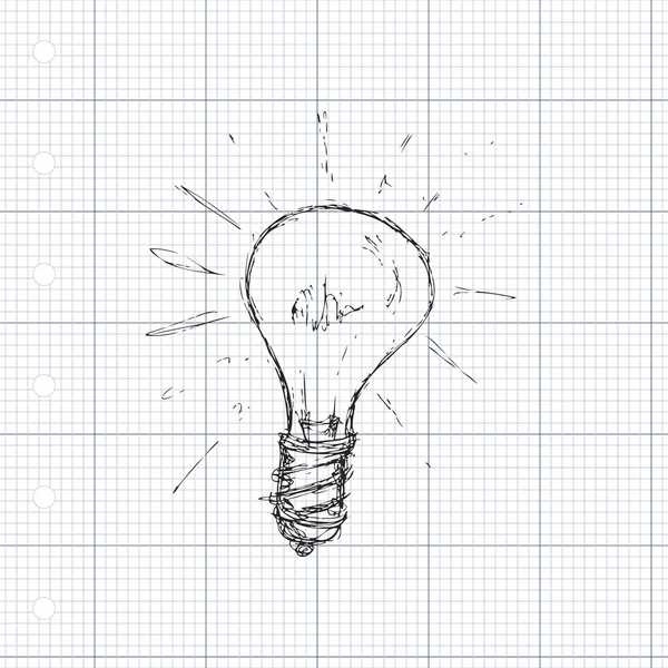 Pero a inkoust styl obrázek žárovky — Stockový vektor