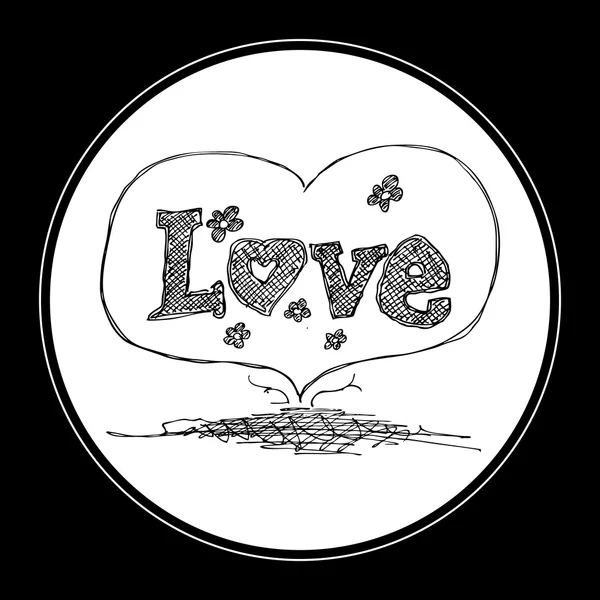Doodle d'un coeur d'amour design — Image vectorielle