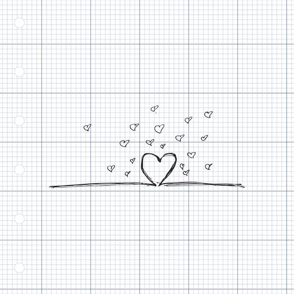 Doodle de um projeto de coração de amor —  Vetores de Stock