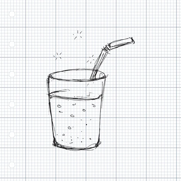 Ilustración de un vaso con una paja — Vector de stock