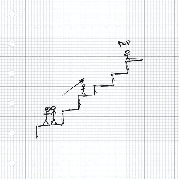 Bazı merdiven Tırmanma sopa erkekler — Stok Vektör