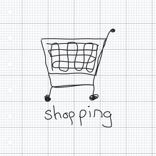 Doodle simples de um carrinho de compras — Vetor de Stock