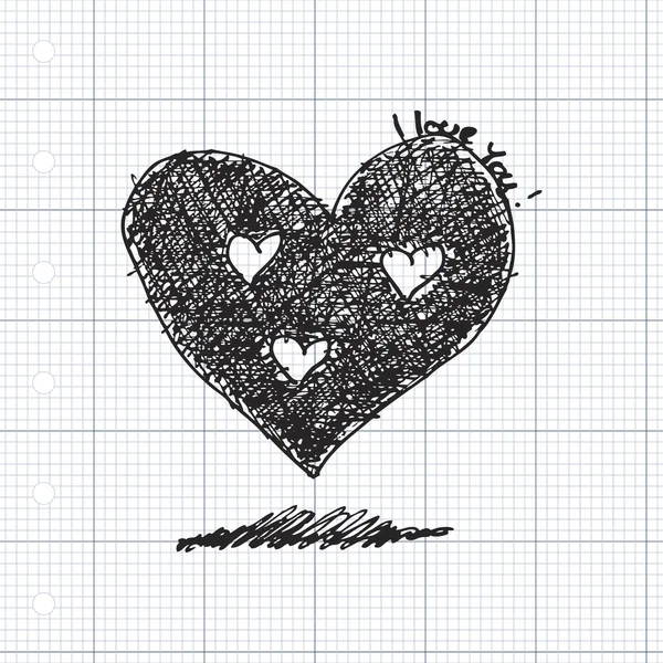 Doodle de um projeto de coração de amor —  Vetores de Stock