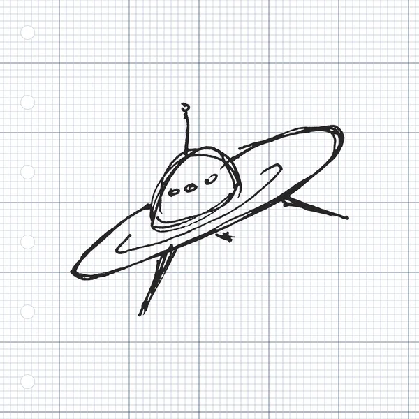 Disegno schizzo di un'astronave — Vettoriale Stock