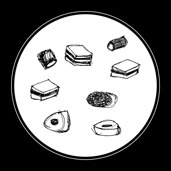 Illustration einer Auswahl von süßen — Stockvektor