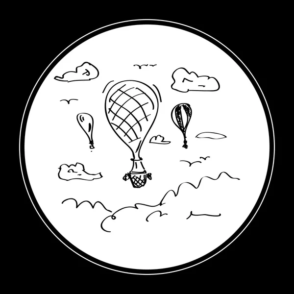 Garabato simple de un globo de aire caliente — Vector de stock