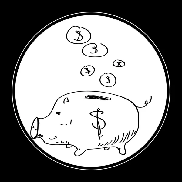 Enkla doodle en piggy bank — Stock vektor