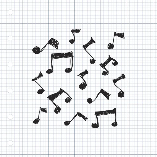 简便的涂鸦的一些音乐笔记 — 图库矢量图片