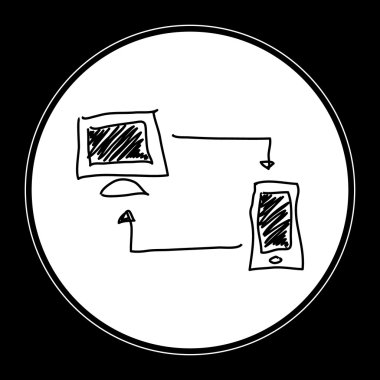 bir bilgisayar ve telefon basit doodle