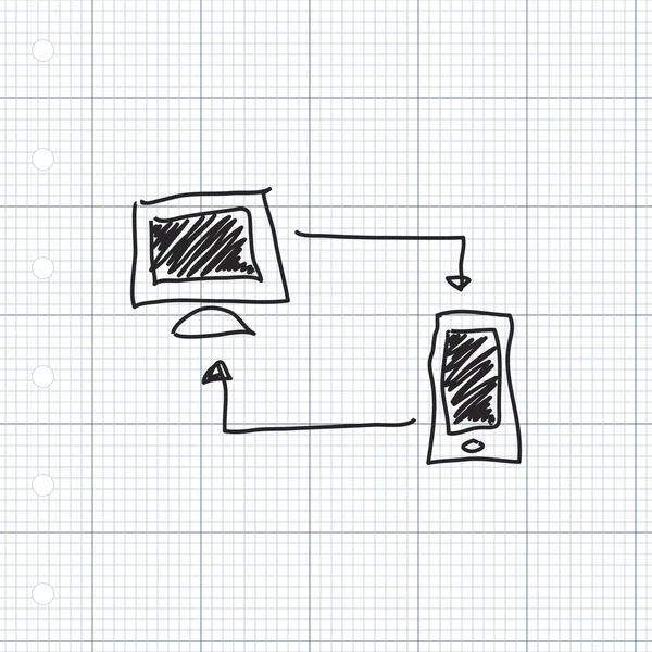 Простые каракули компьютера и телефона — стоковый вектор