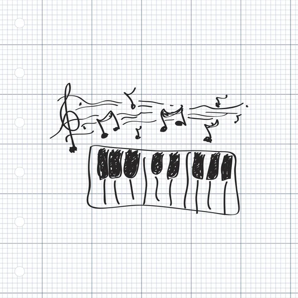 Eenvoudige doodle van een piano — Stockvector