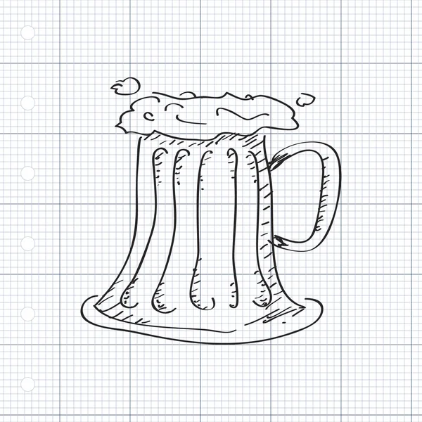 简便的涂鸦的啤酒杯 — 图库矢量图片