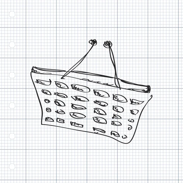 Yksinkertainen doodle of ostoskori — vektorikuva