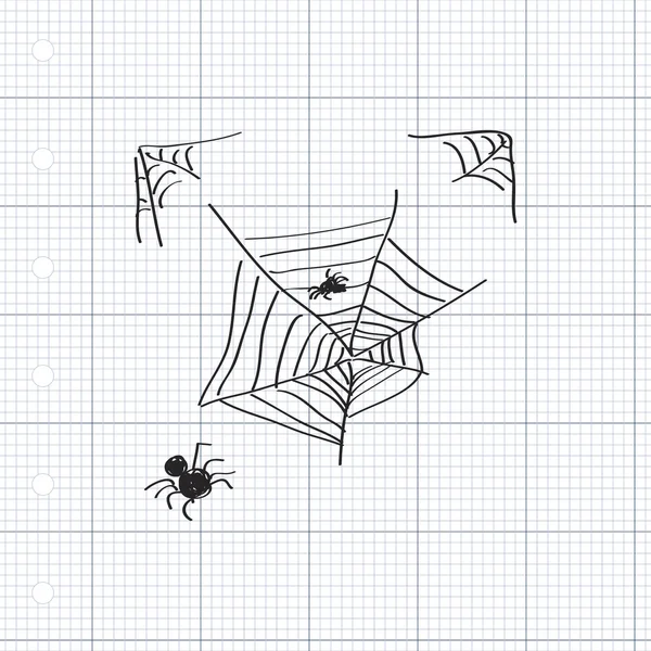 スパイダー web の簡単な落書き — ストックベクタ