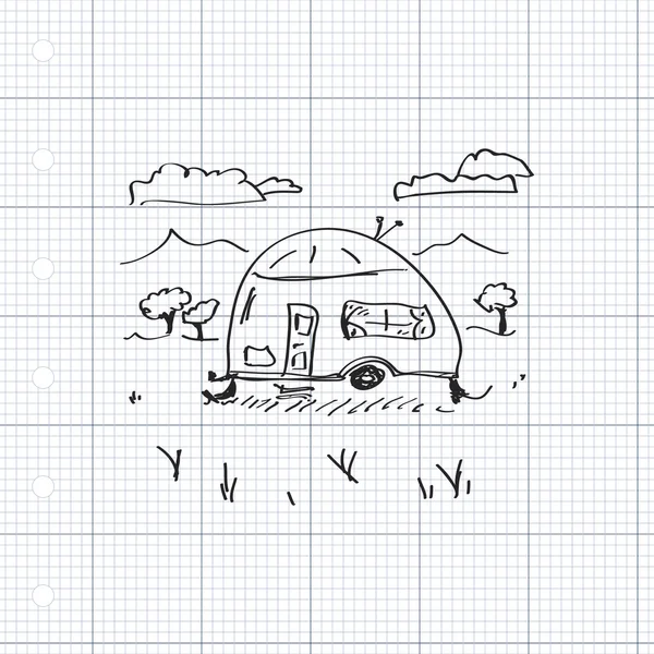 Bir karavan basit doodle — Stok Vektör