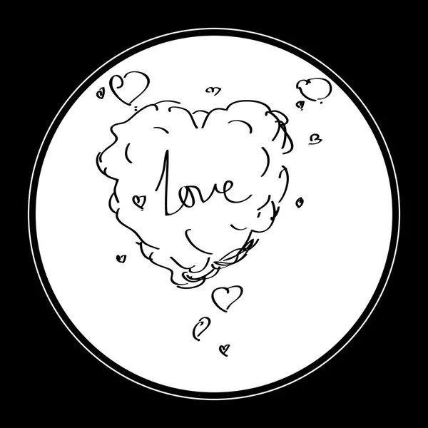 A szeretet egyszerű doodle gondolta buborék — Stock Vector