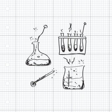Kimya kiti basit doodle