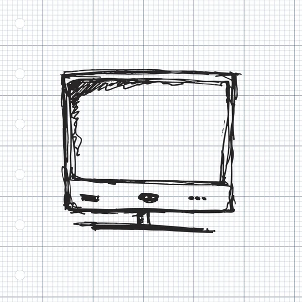 Schets van een computermonitor — Stockvector