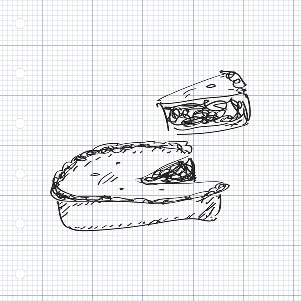 Simple gribouillage d'une tarte — Image vectorielle