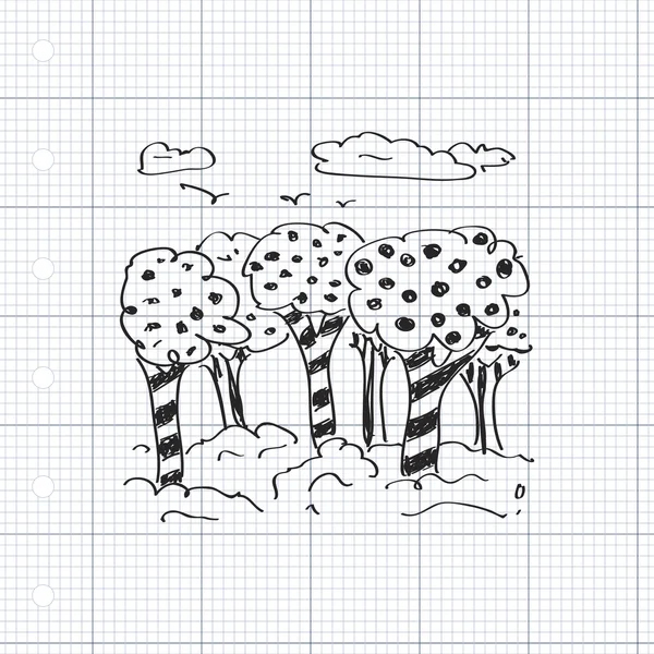 Bazı ağaçlar basit doodle — Stok Vektör