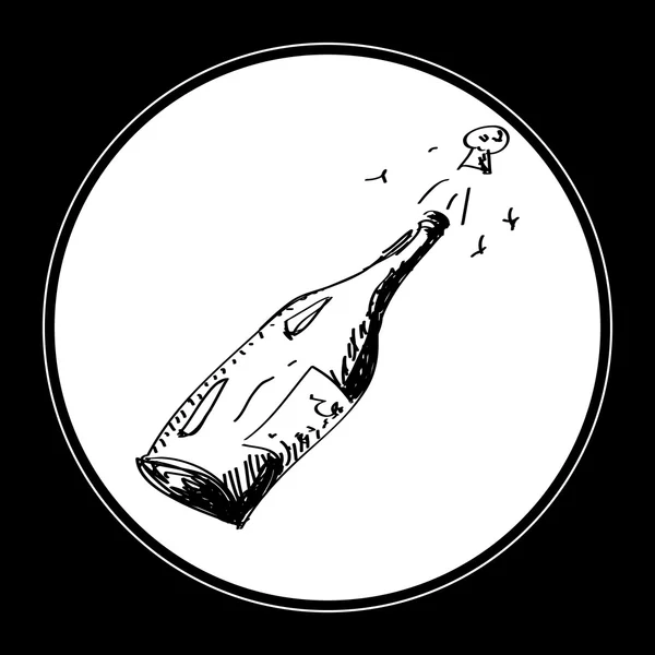 Simple gribouillage d'une bouteille de champagne — Image vectorielle
