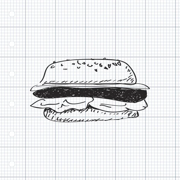Doodle simples de um hambúrguer — Vetor de Stock
