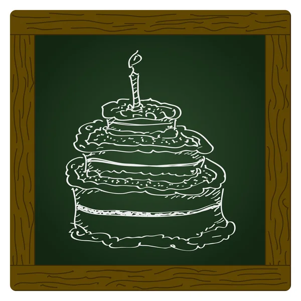 Semplice scarabocchio di una torta di compleanno — Vettoriale Stock