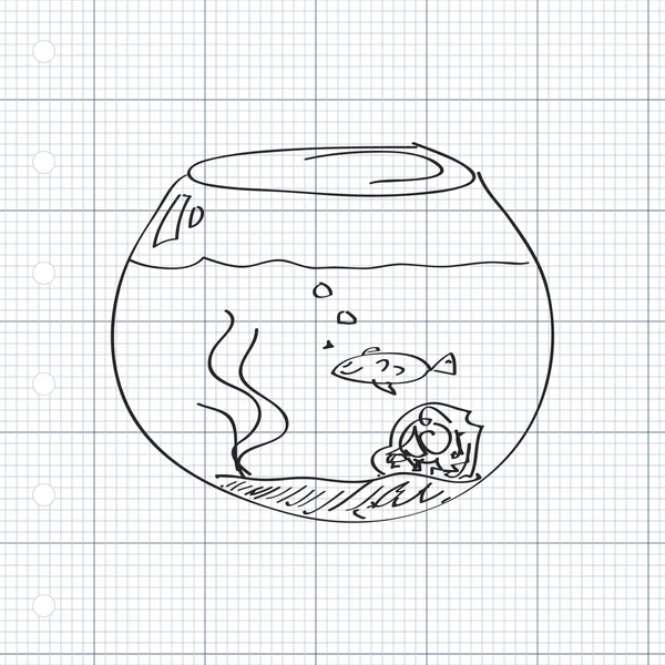 Egyszerű doodle egy aranyhal Ivás — Stock Vector