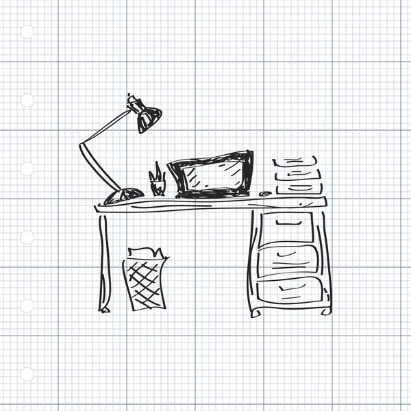 Simple gribouillage d'un bureau — Image vectorielle