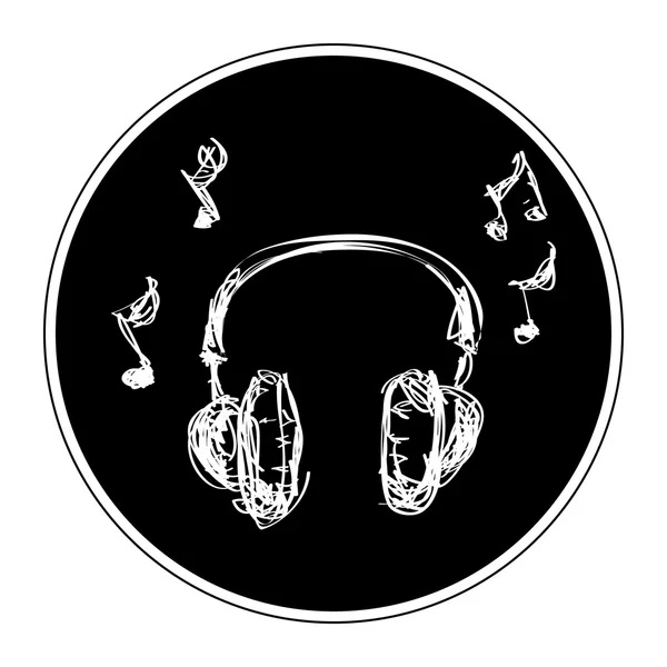 Garabato simple de un conjunto de auriculares — Vector de stock