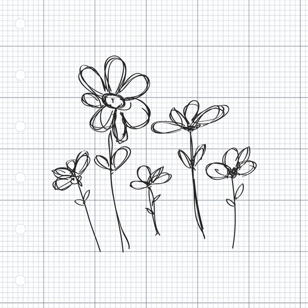 Doodle simples de algumas flores — Vetor de Stock