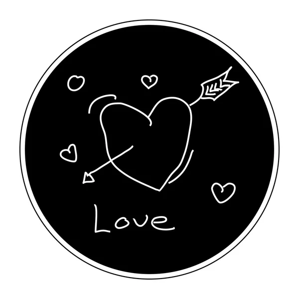 Enkla doodle av en kärlek hjärta — Stock vektor