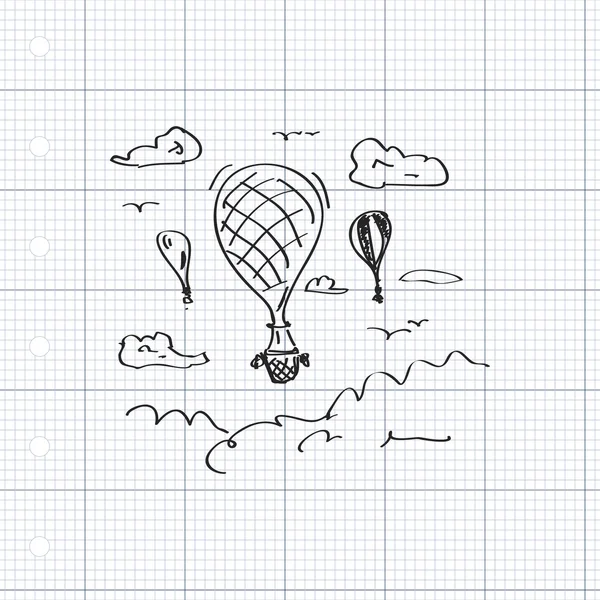 Einfaches Doodle eines Heißluftballons — Stockvektor