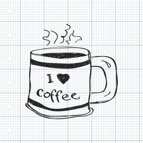 Eenvoudige doodle van een koffiemok — Stockvector