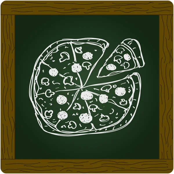 Enkla doodle på en pizza — Stock vektor