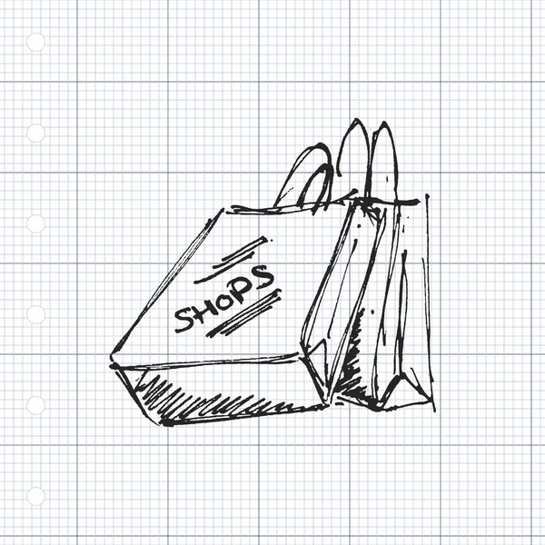 Conjunto de bolsas de compras estilo dibujos animados — Archivo Imágenes Vectoriales