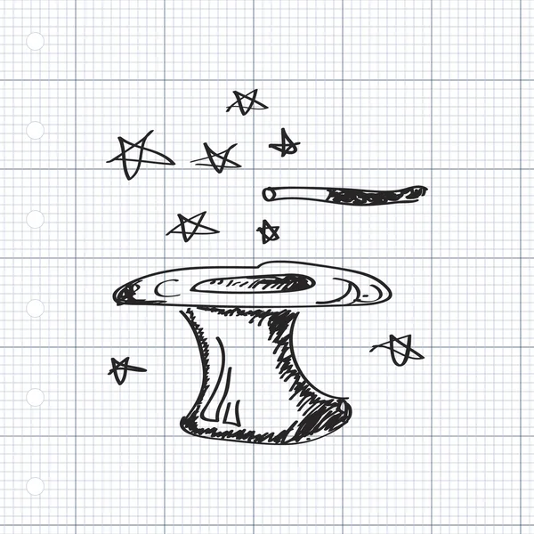 魔法の帽子のシンプルな落書き — ストックベクタ