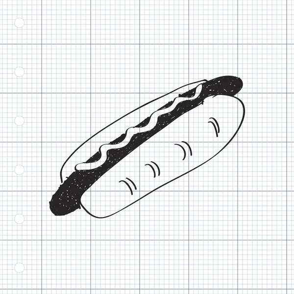 Semplice scarabocchio di un hotdog — Vettoriale Stock