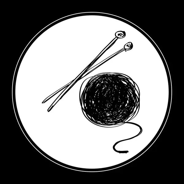 Doodle simple de lana y agujas para tejer — Archivo Imágenes Vectoriales