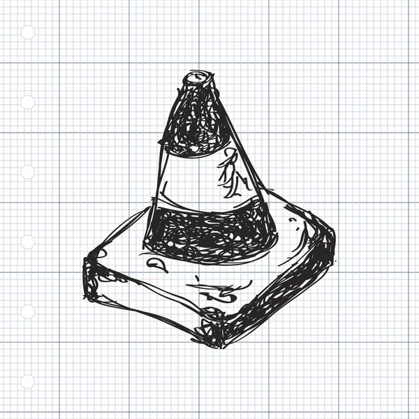 Doodle simples de um cone de tráfego — Vetor de Stock