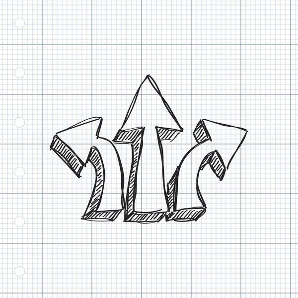 Проста каракуля набору з трьох стрілок — стоковий вектор