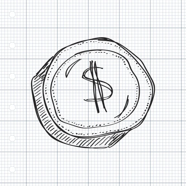 Doodle simples de um dólar — Vetor de Stock