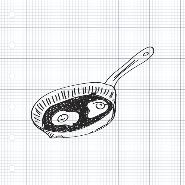 Bir kızartma tavası basit doodle — Stok Vektör