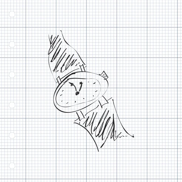 Bir saatinin basit doodle — Stok Vektör