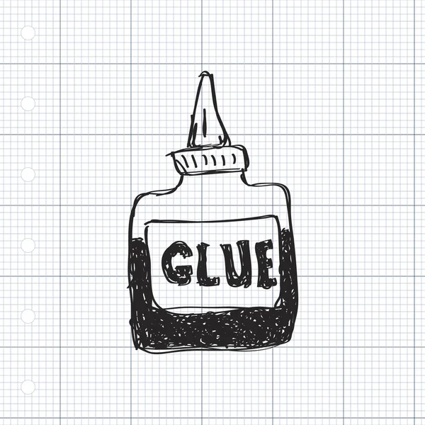 Simple gribouillage d'une bouteille de colle — Image vectorielle