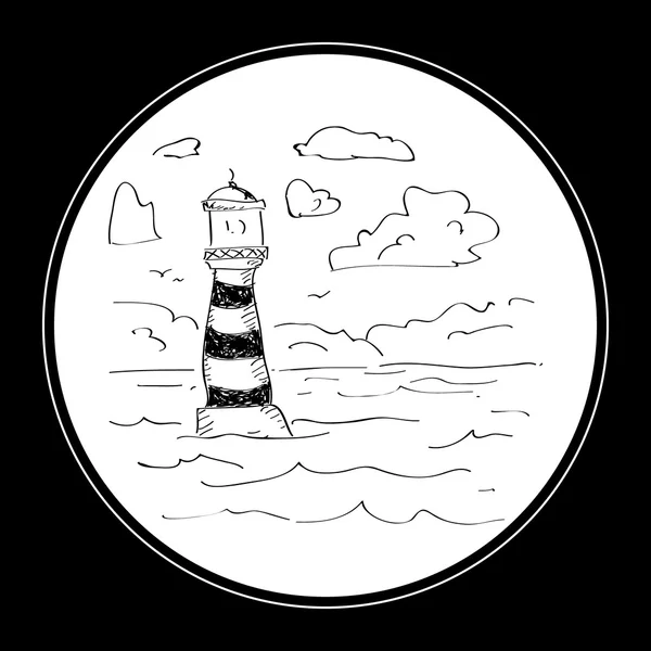 Simple doodle of a lighthouse — Stock Vector