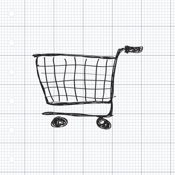 Simple garabato de un carrito de compras — Vector de stock